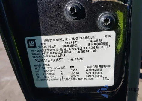 2004 Chevrolet Silverado 1500 Z71 z USA, uszkodzony, nr VIN 2GCEK13T741415371